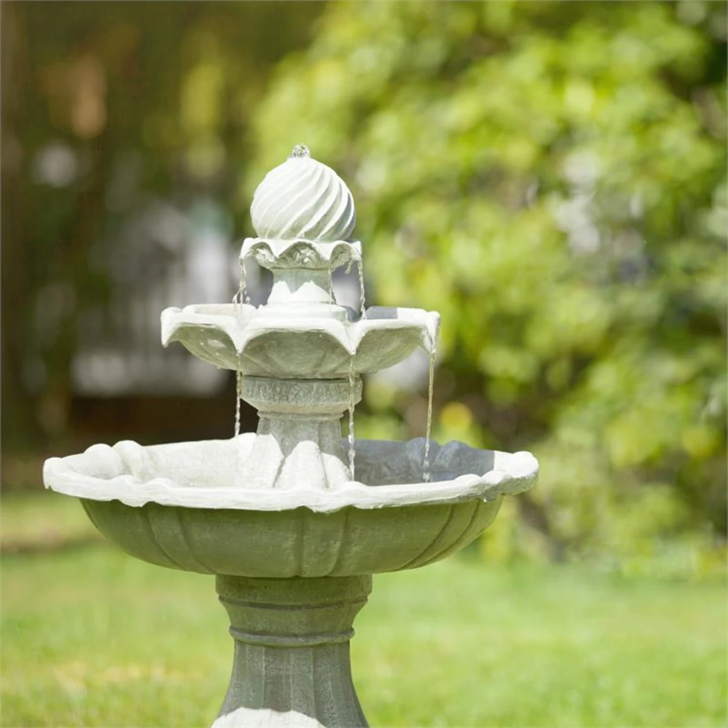 Vogelsbrunn Springbrunnen 60x90cm 3W Solar Akku Beton-Optik – Bild 3