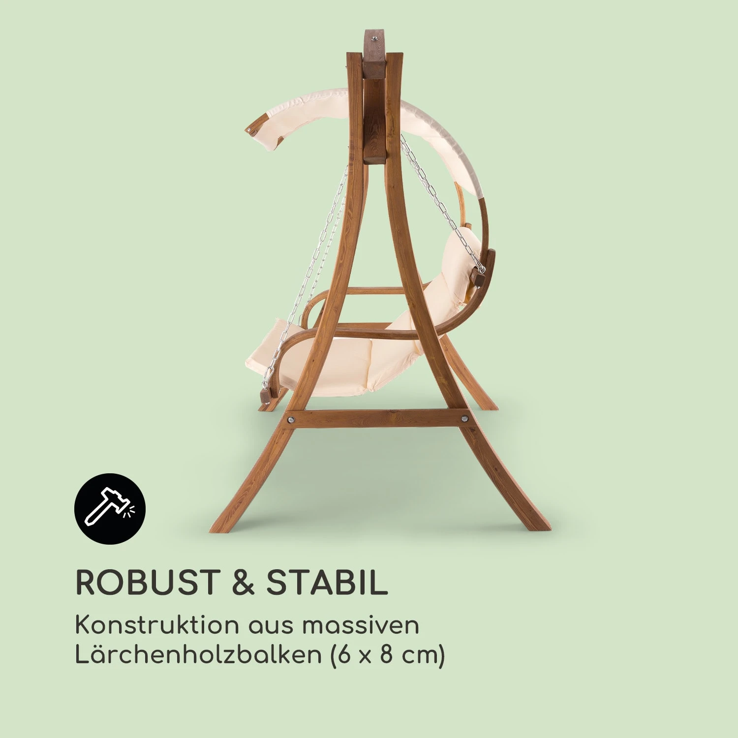 Maui Hollywoodschaukel 110 Cm 2-Sitzer Sonnensegel Polyester LĂ€rche - Image 3