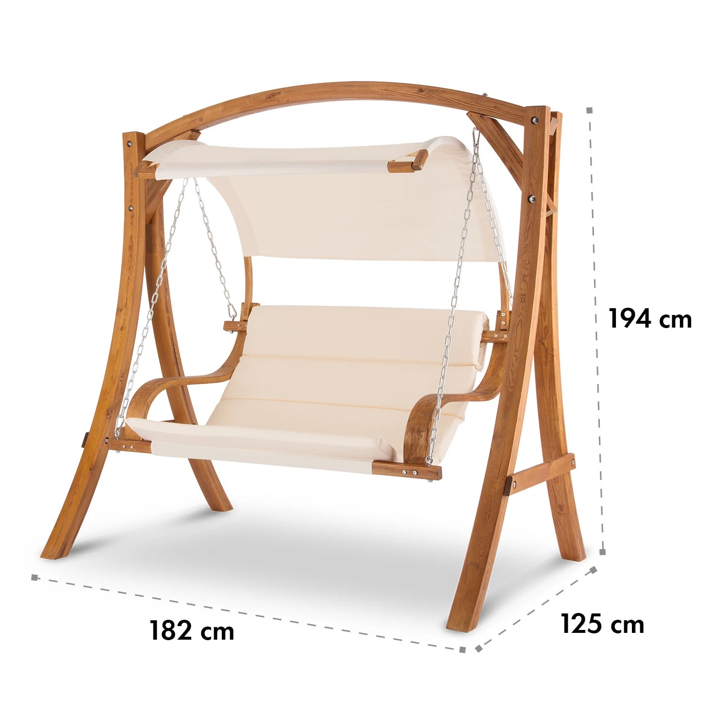 Maui Hollywoodschaukel 110 Cm 2-Sitzer Sonnensegel Polyester LĂ€rche - Image 9