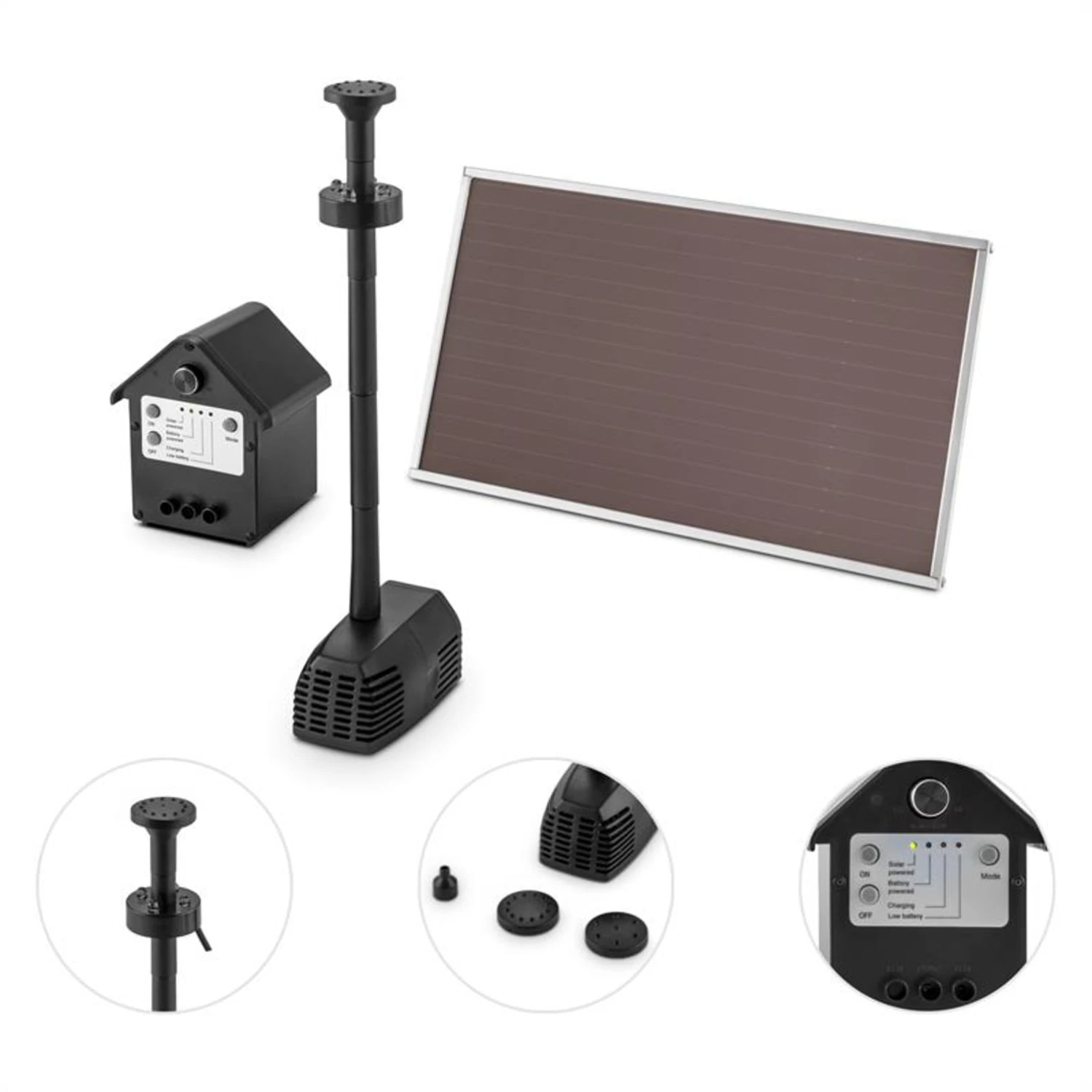 Wasserwerk 250 Wasserpumpe Solar Springbrunnen 250 L/h LED Akku - Image 5