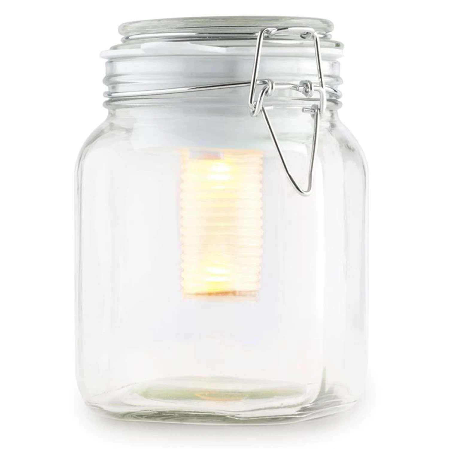 Wetterfrosch LED-Stimmungslicht Gelb/blau Einweckglas Solar Akku – Bild 2