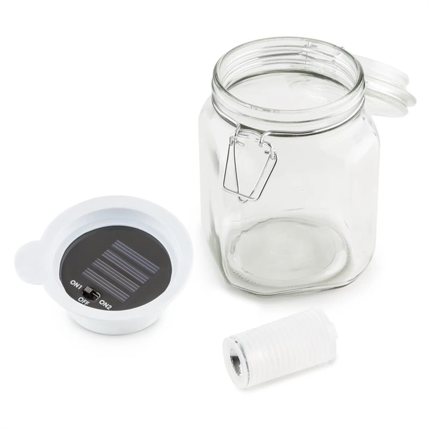 Wetterfrosch LED-Stimmungslicht Gelb/blau Einweckglas Solar Akku – Bild 3