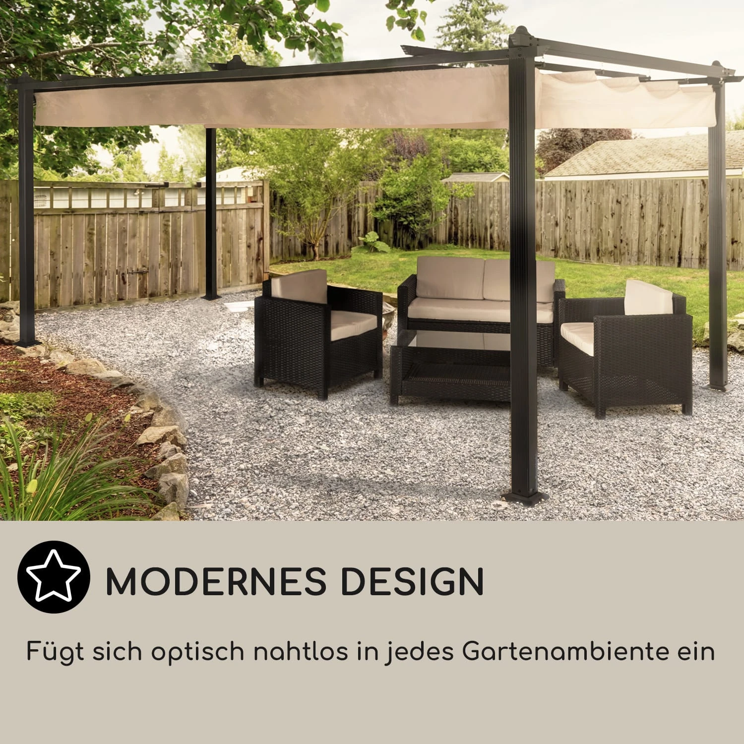 Pantheon 3x4 Pergola Vordach 3x4m Aluminium Sonnendach Polyester - Image 6