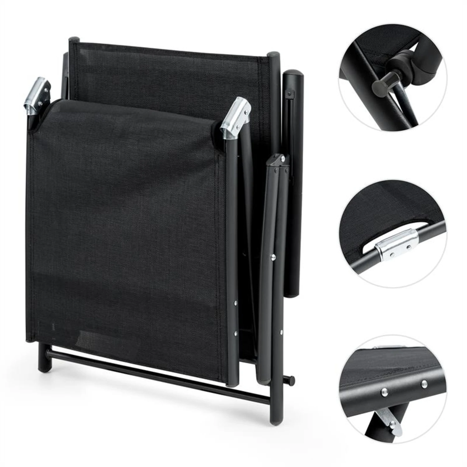 Modena Sonnenliege 64x85x170cm Aluminium/Stahlrohr Schwarz - Image 5