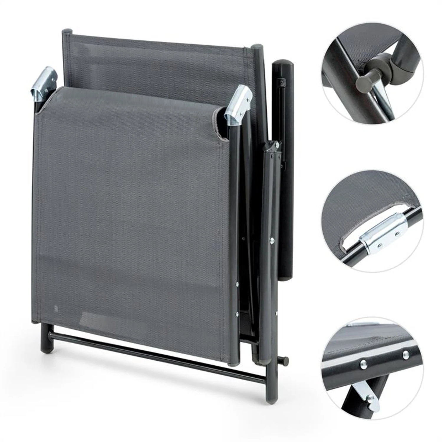 Modena Sonnenliege 64x85x170cm Aluminium/Stahlrohr Grau - Image 4