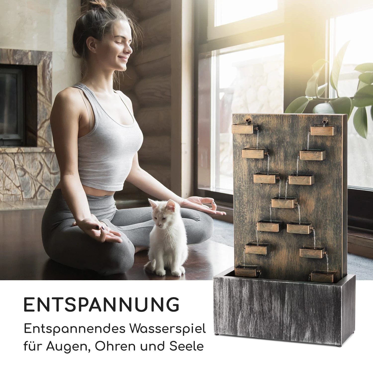 River Crossing Gartenbrunnen In/Outdoor 6W Pumpe 10m Kabel Verzinkt – Bild 2