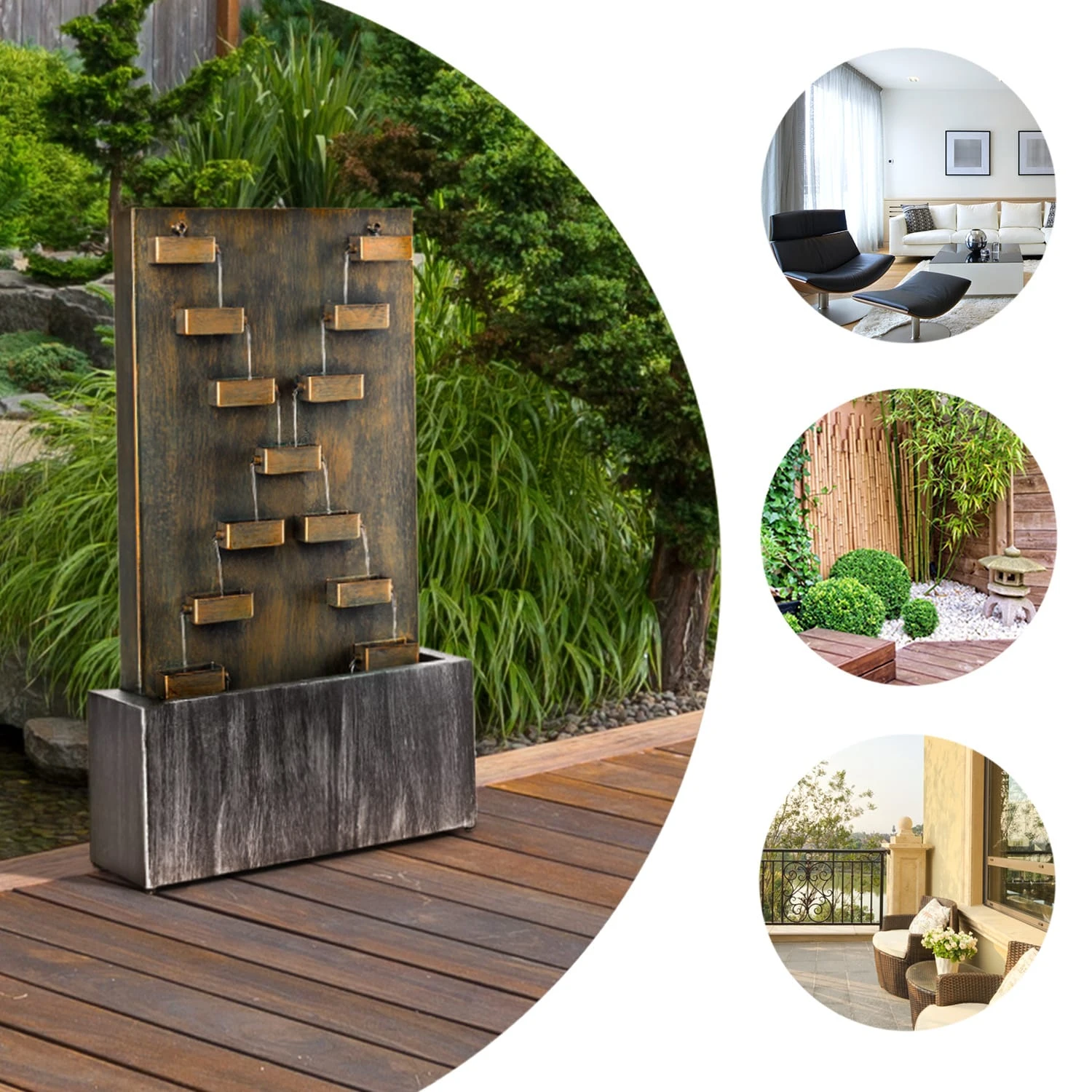 River Crossing Gartenbrunnen In/Outdoor 6W Pumpe 10m Kabel Verzinkt – Bild 3