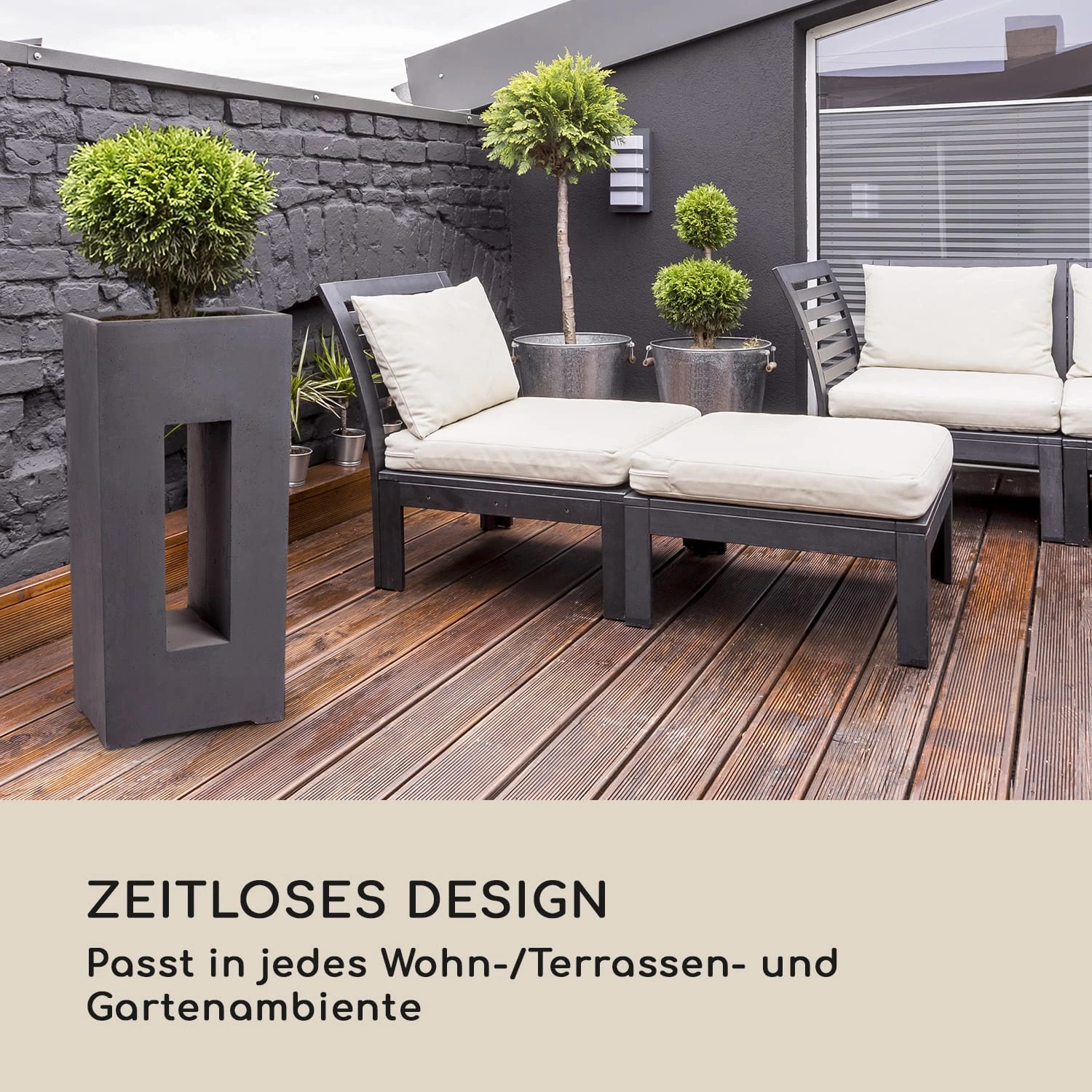 Airflor Pflanztopf 45 X 100 X 27 Cm Fiberglas In-/Outdoor Dunkelgrau – Bild 2