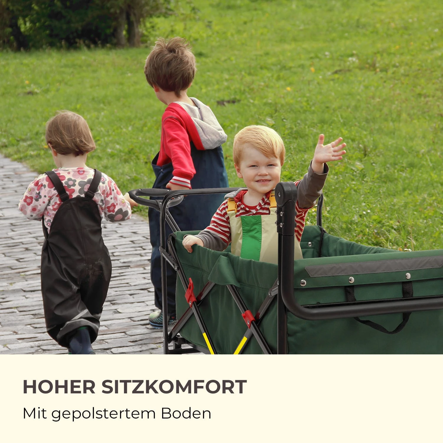 Easy Rider Bollerwagen Bis 70kg Teleskopstange Zusammenklappbar Grün - Image 8