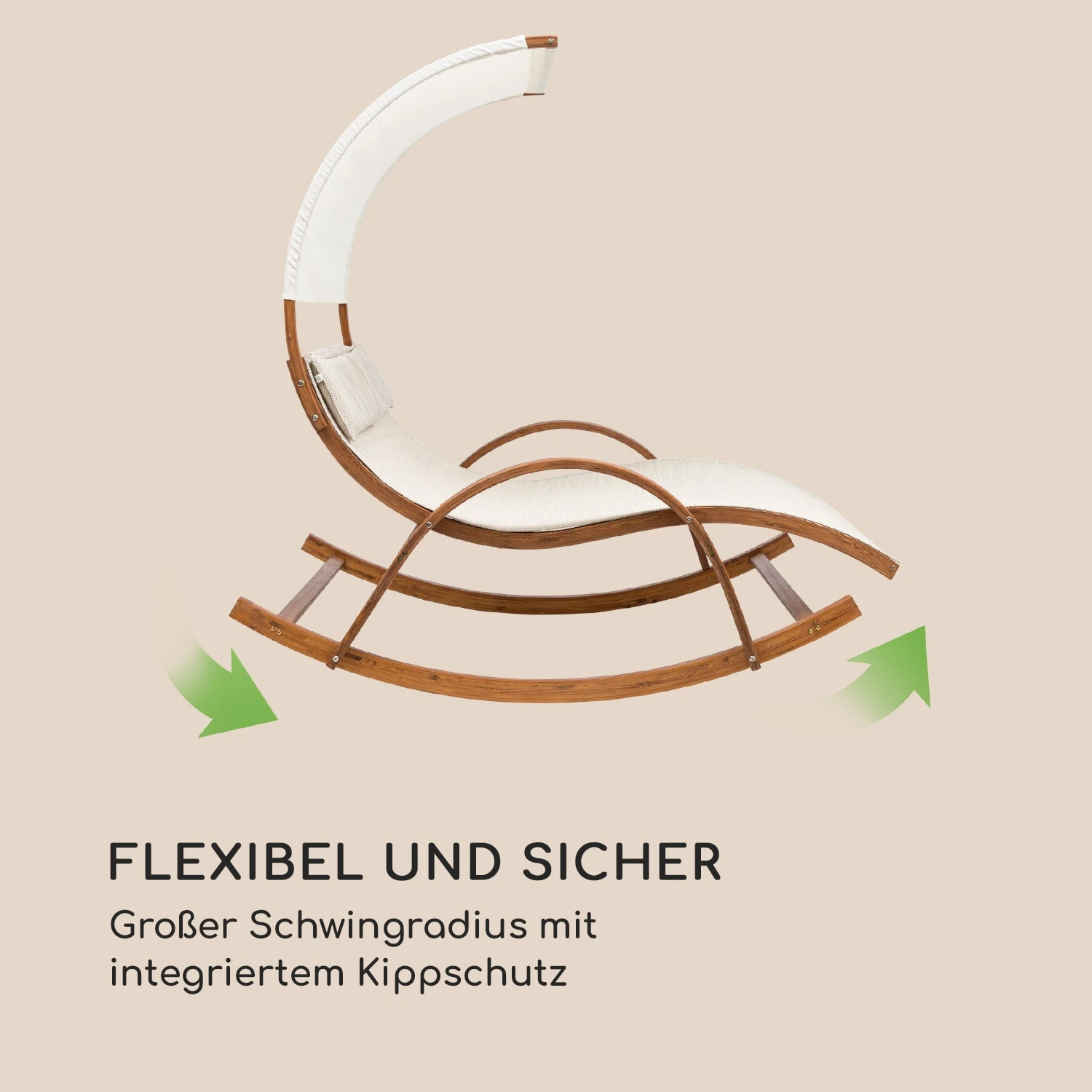 Mauritius Schwingliege Mit Dach ComfortMesh 180kg Max.wetterfest Creme - Image 3