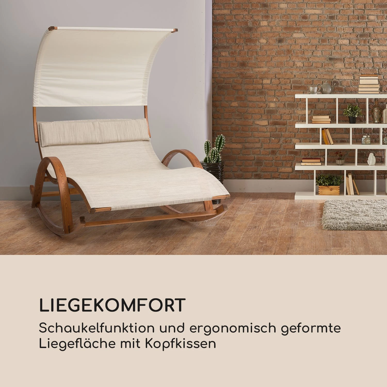 Mauritius Schwingliege Mit Dach ComfortMesh 180kg Max.wetterfest Creme - Image 5