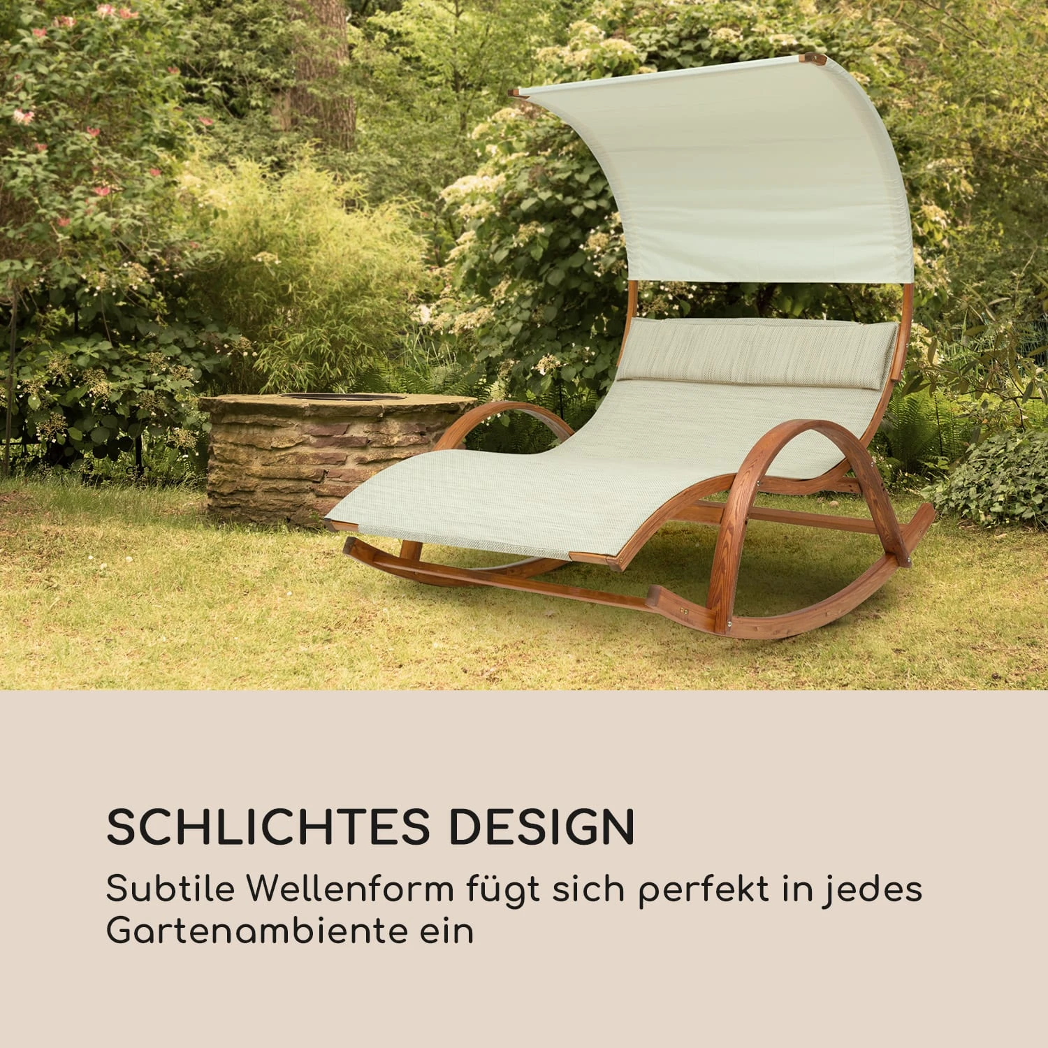 Mauritius Schwingliege Mit Dach ComfortMesh 180kg Max.wetterfest Creme - Image 8