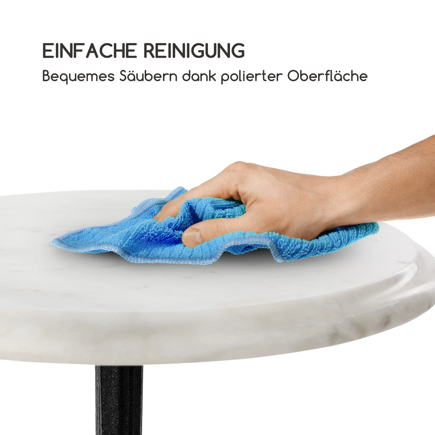 Patras-XS Bistro-Tisch Marmortischplatte Ø30cm Gusseiserner Standfuß - Image 4