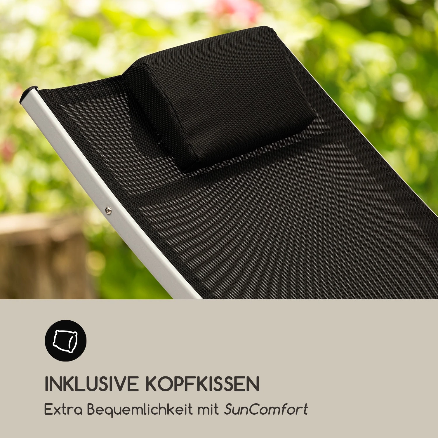 Sun Valley Sonnenliege Zusammenklappbar Kopfkissen Schwarz - Image 4