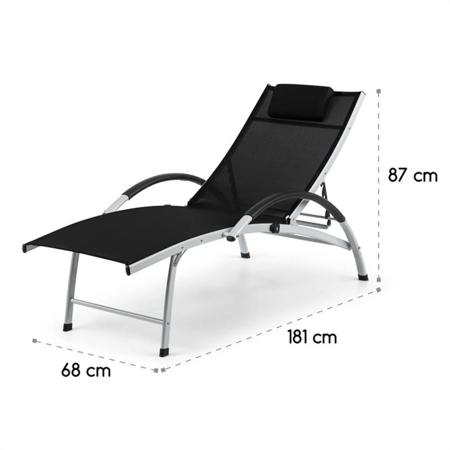 Sun Valley Sonnenliege Zusammenklappbar Kopfkissen Schwarz - Image 9