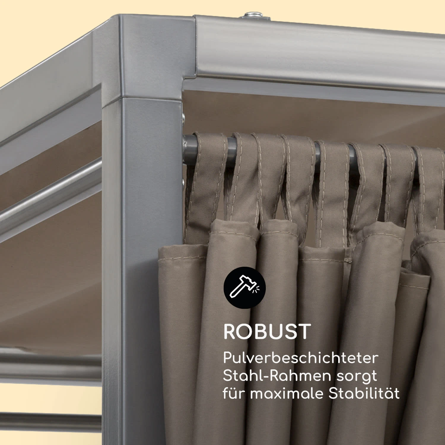 Eremitage Double Sunbed 2 Pers Stahl-Rahmen Sonnendach VorhÀnge Taupe - Image 5