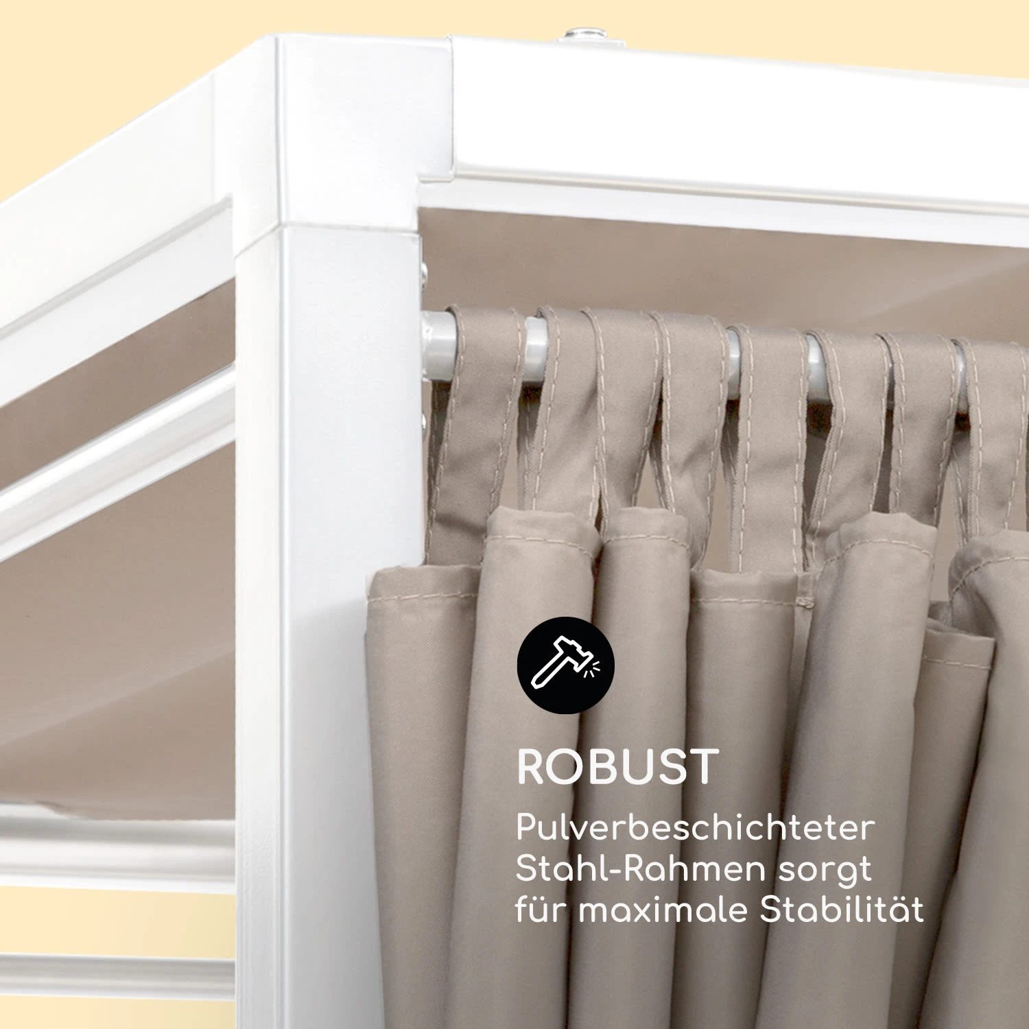 Eremitage Double Sunbed 2 Pers Stahl-Rahmen Sonnendach Vorhänge Creme - Image 5