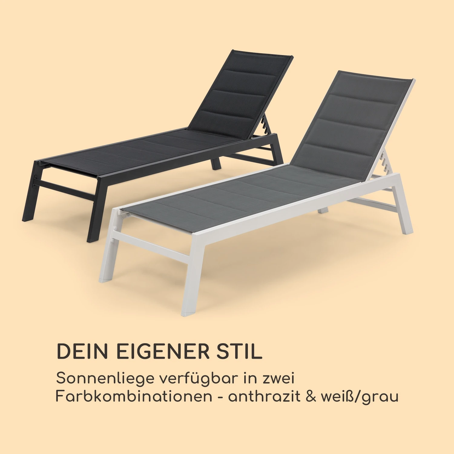 Renazzo Lounge Liegestuhl 70/30 PVC/PE Aluminium 6-Stufen Anthrazit - Image 6