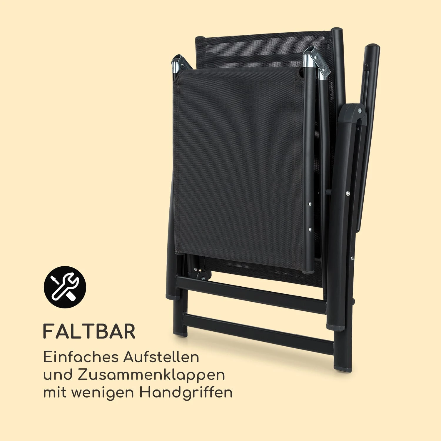 Pomporto Lounge Liegestuhl 70/30 PVC/PE Aluminium 7-Stufen Anthrazit - Image 3