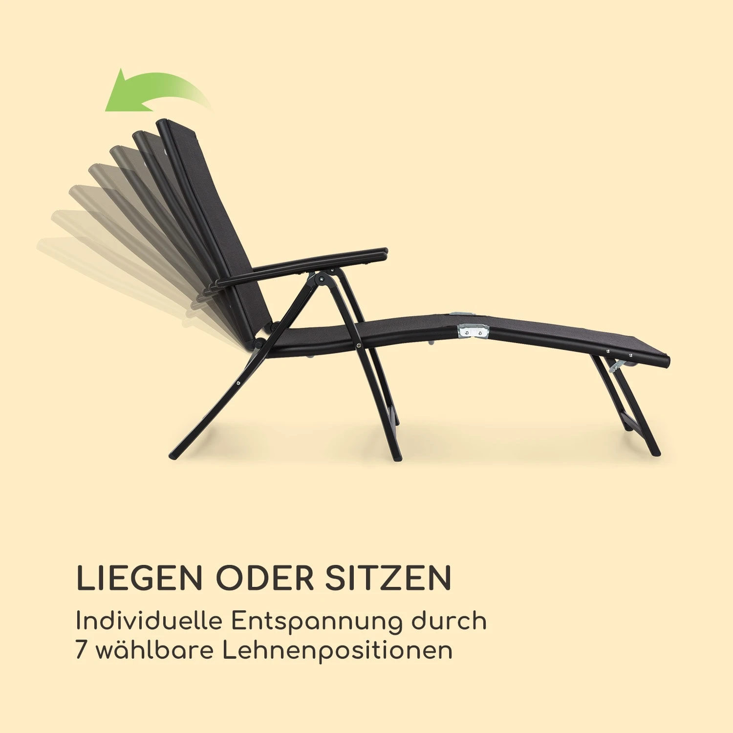 Pomporto Lounge Liegestuhl 70/30 PVC/PE Aluminium 7-Stufen Anthrazit - Image 5