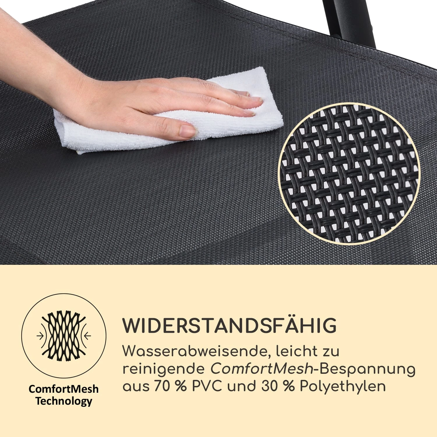 Pomporto Lounge Liegestuhl 70/30 PVC/PE Aluminium 7-Stufen Anthrazit - Image 7