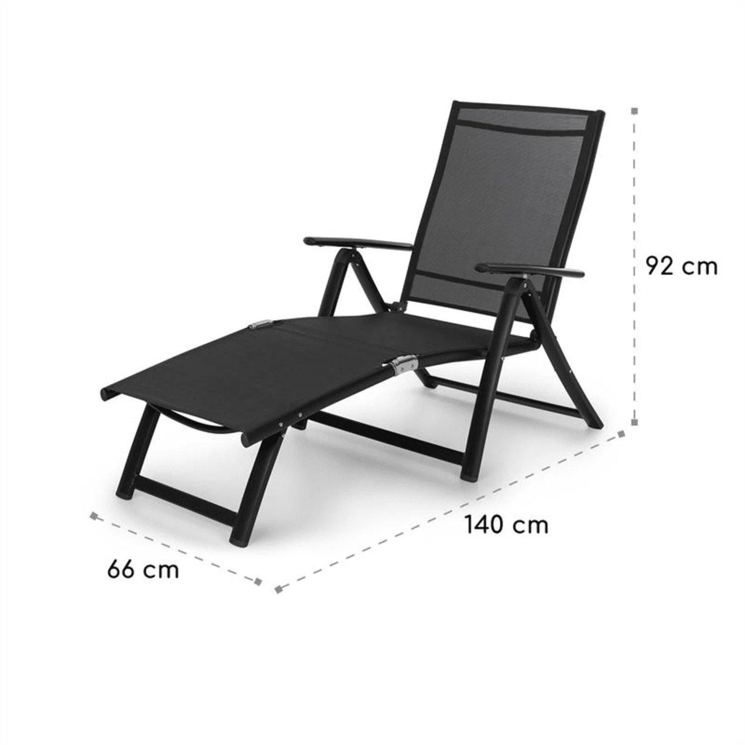 Pomporto Lounge Liegestuhl 70/30 PVC/PE Aluminium 7-Stufen Anthrazit - Image 9