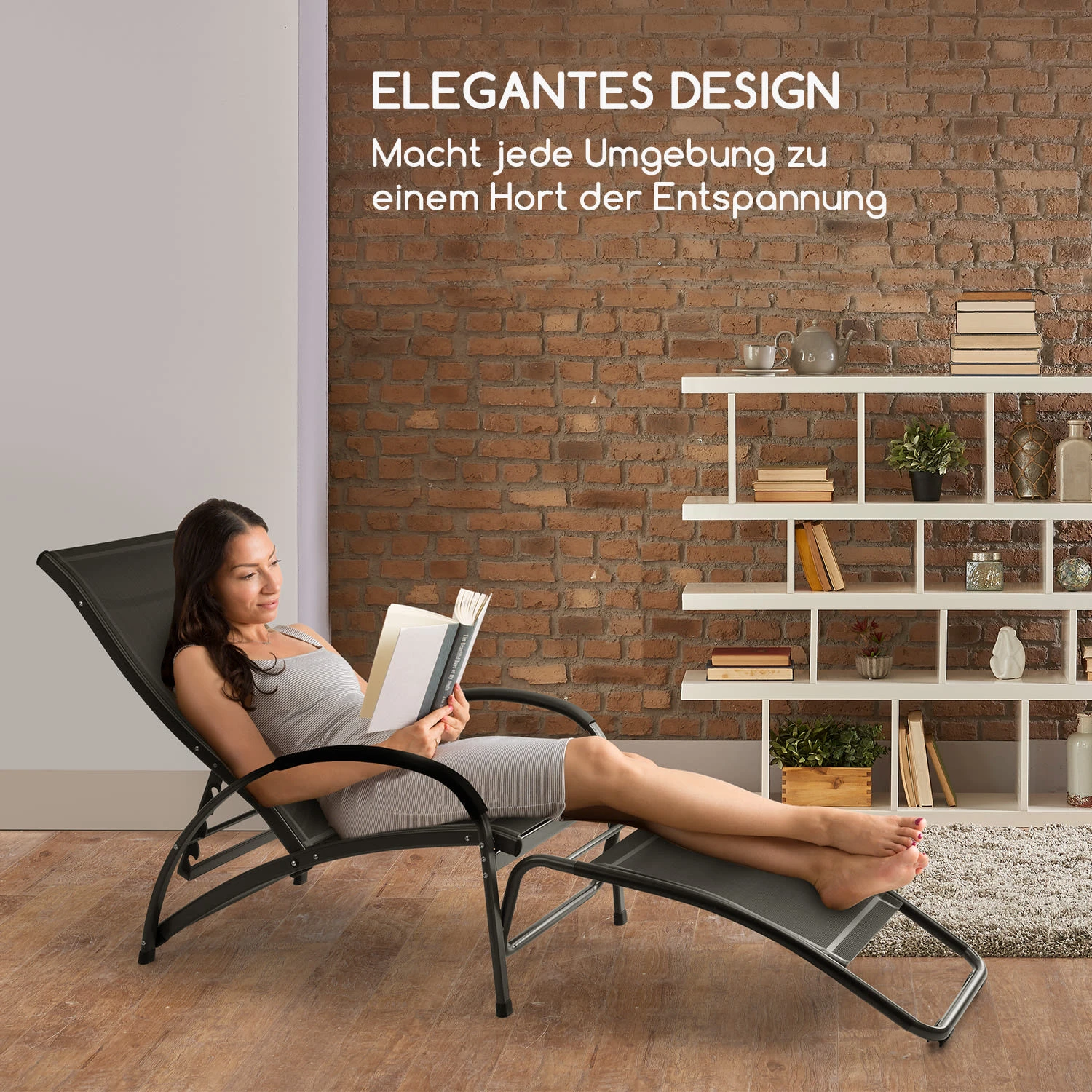 Beverly Wood Sonnenliege Schaukelstuhl Aluminium Schwarz - Image 7