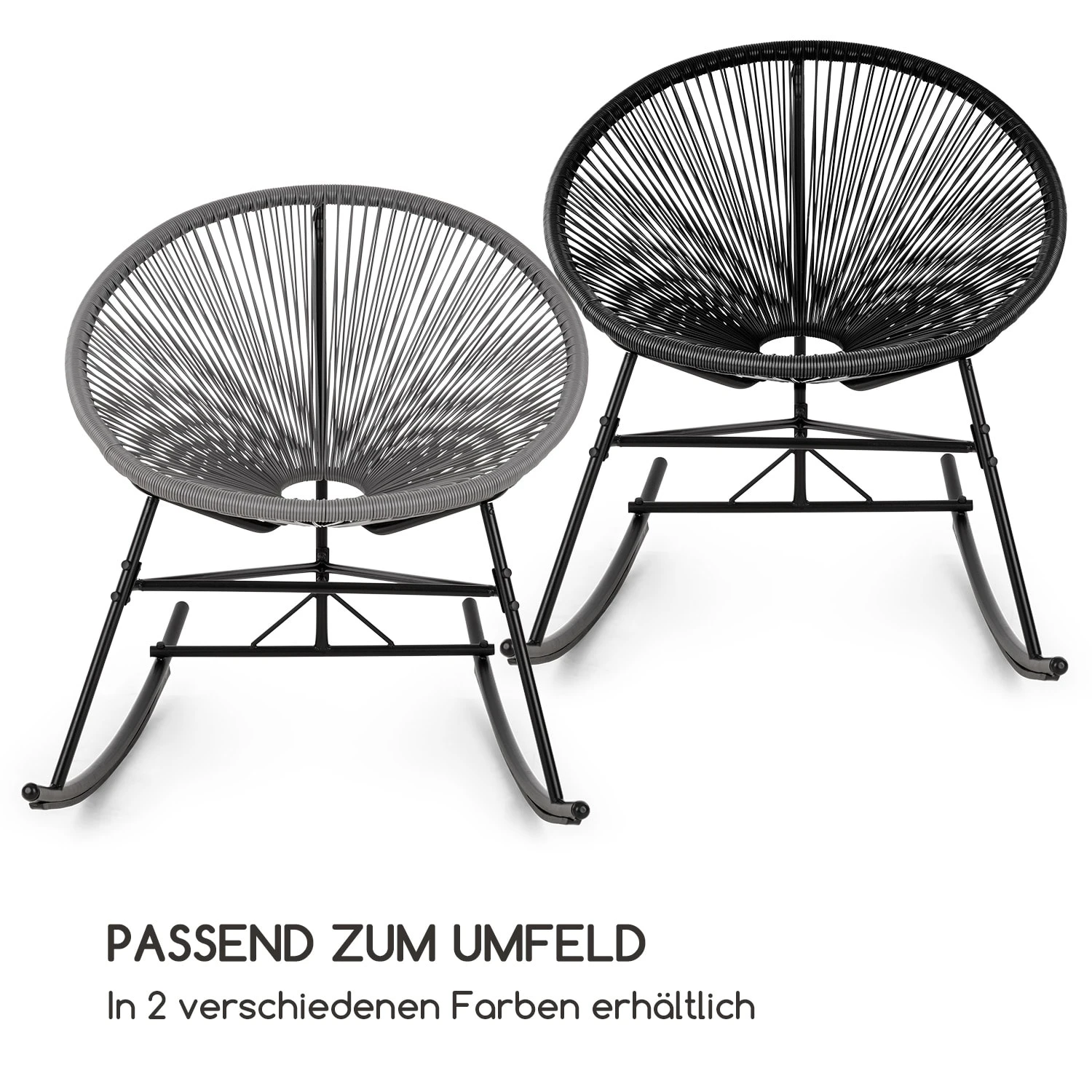 Roqueta Schaukelstuhl Retro-Design 4mm-Geflecht Grau - Image 4