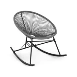 Roqueta Schaukelstuhl Retro-Design 4mm-Geflecht Grau