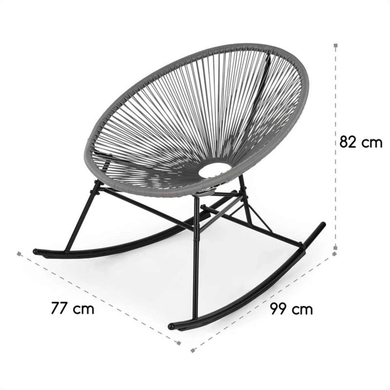 Roqueta Schaukelstuhl Retro-Design 4mm-Geflecht Grau - Image 8