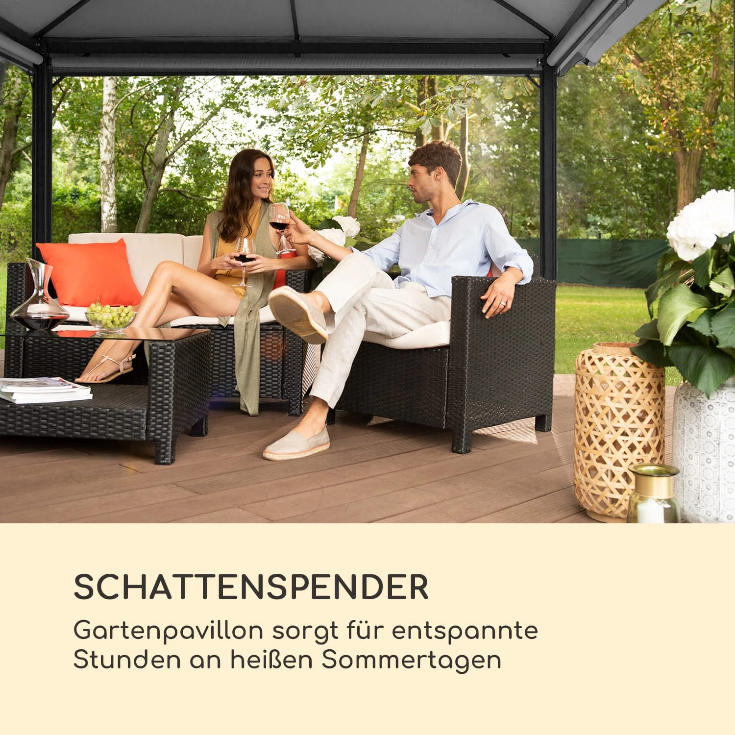 Grandezza Cortina Gartenpavillon 3x4m 4 Seitenteile Dunkelgrau - Image 2