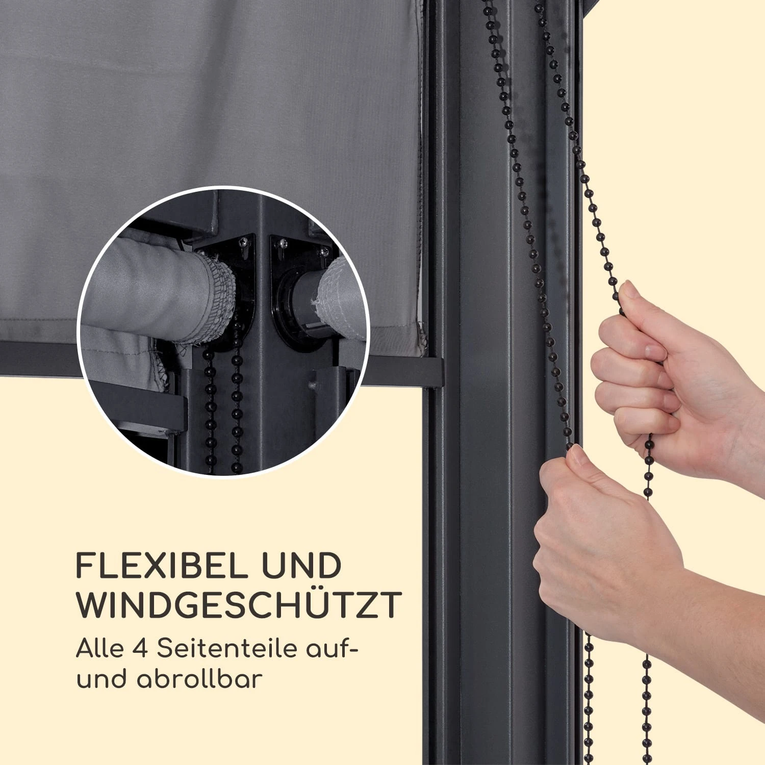 Grandezza Cortina Gartenpavillon 3x4m 4 Seitenteile Dunkelgrau - Image 3