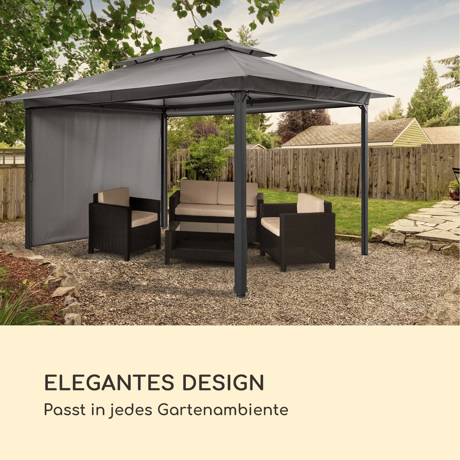 Grandezza Cortina Gartenpavillon 3x4m 4 Seitenteile Dunkelgrau - Image 6