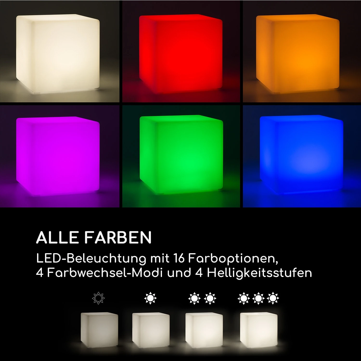 Shinecube XL Leuchtwürfel 40x40x40cm 16 Farben-LED 4 Licht-Modi Weiß – Bild 2