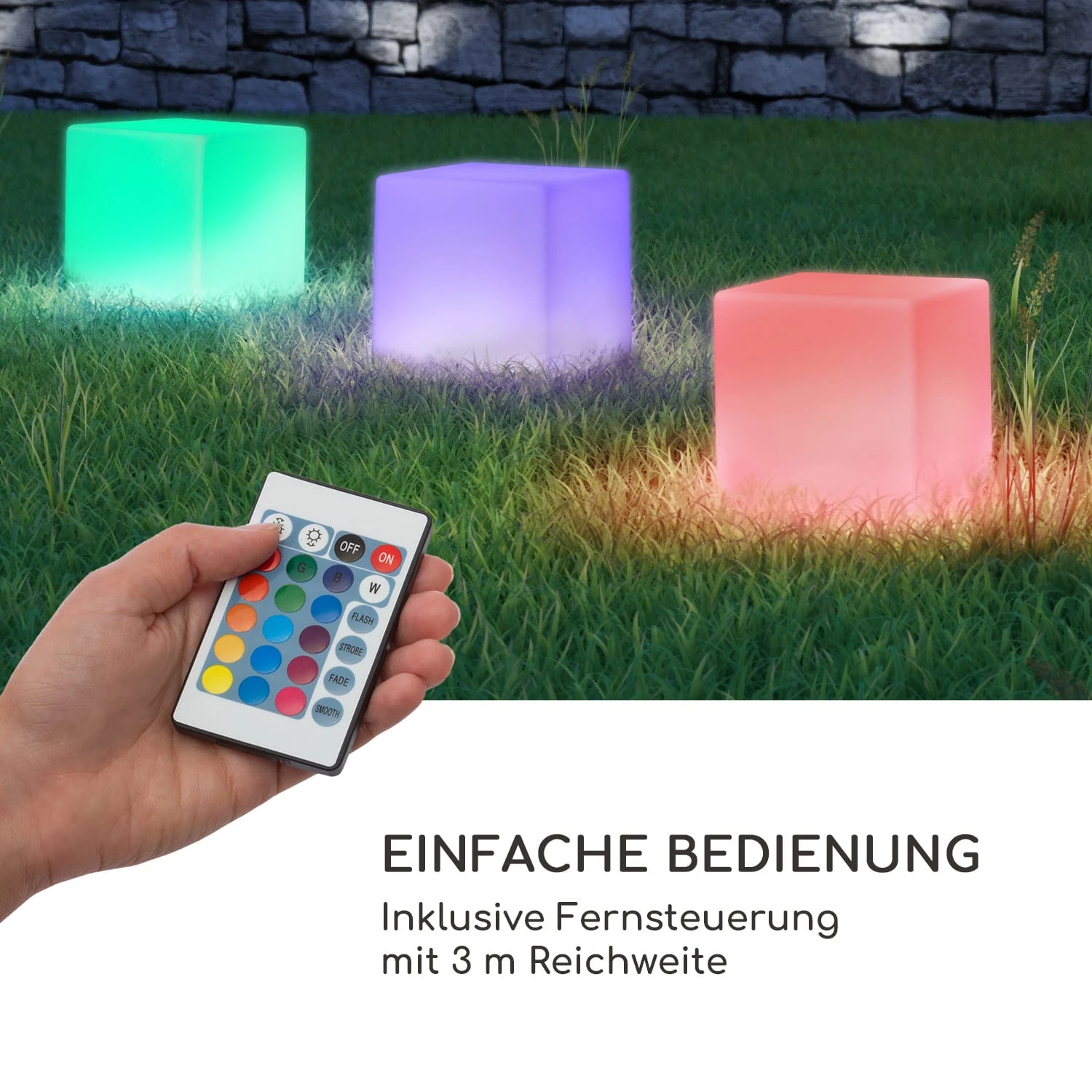 Shinecube XL Leuchtwürfel 40x40x40cm 16 Farben-LED 4 Licht-Modi Weiß – Bild 4