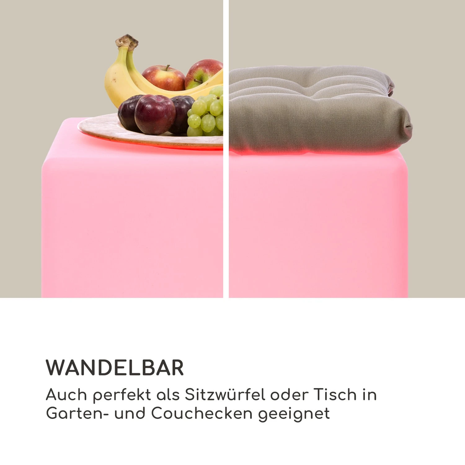 Shinecube XL Leuchtwürfel 40x40x40cm 16 Farben-LED 4 Licht-Modi Weiß – Bild 5