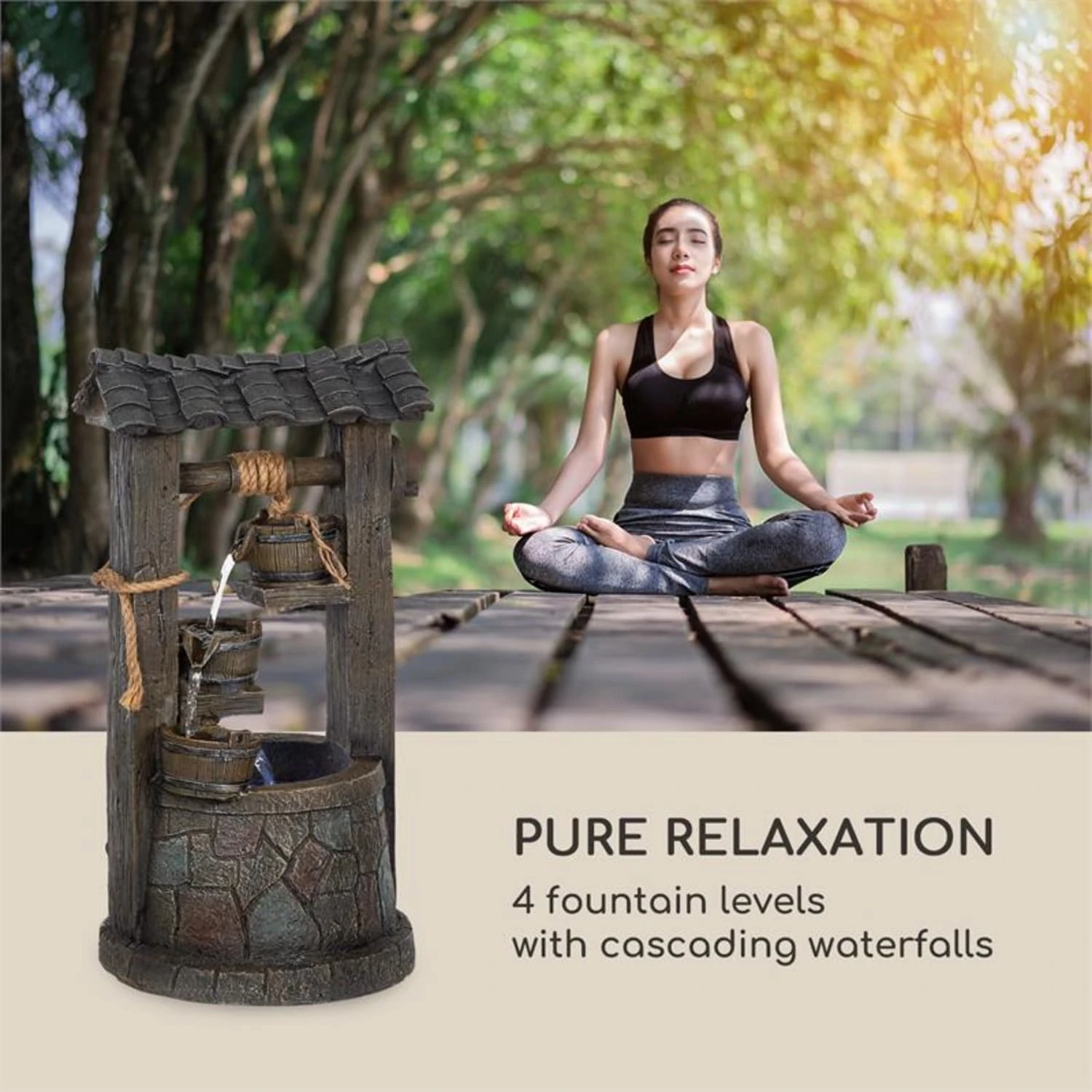 Speyer Kaskadenbrunnen Gartenbrunnen 4 Stufen Akku 2,8W Solar LED - Image 4