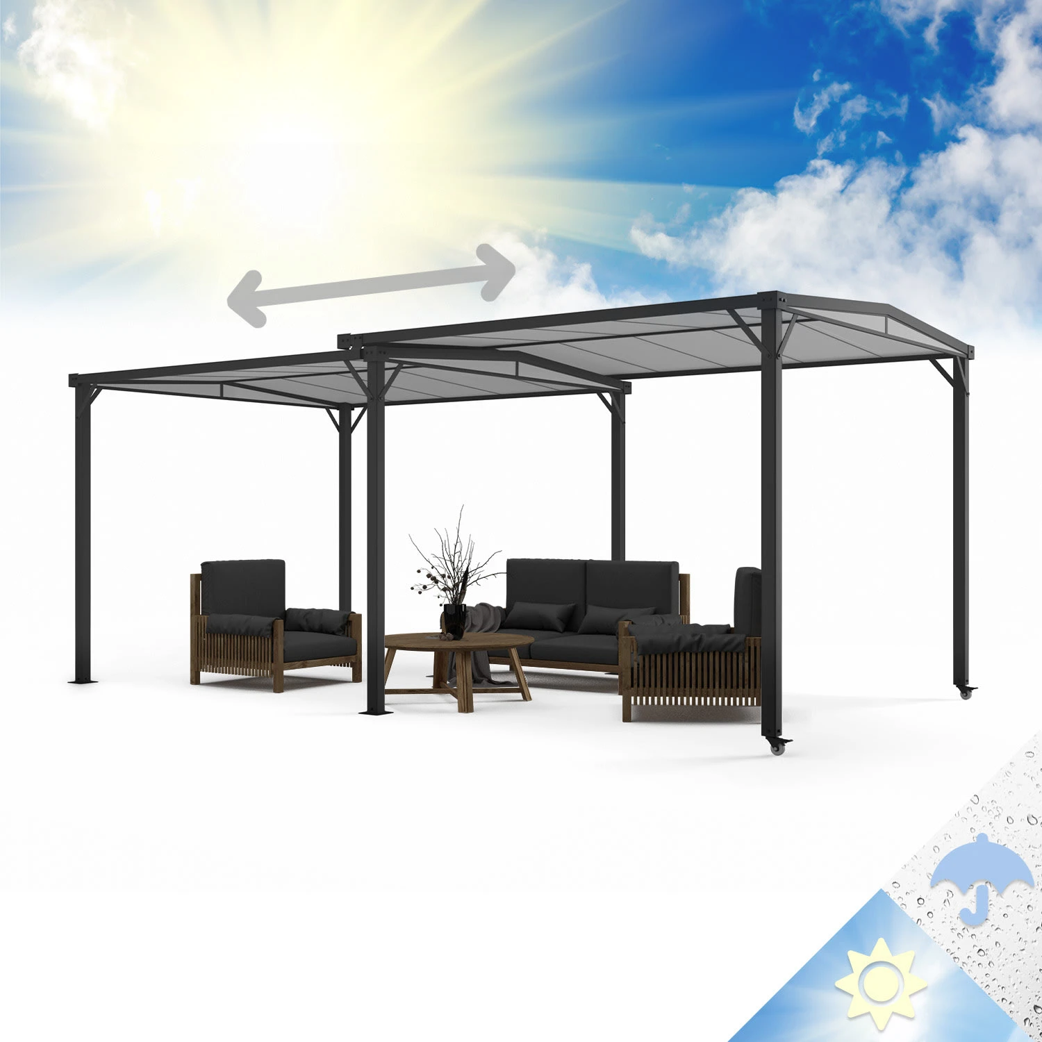 Pantheon Solid Sky Expand Pavillon 3x2,5x3 M Aluminium Polycarbonat