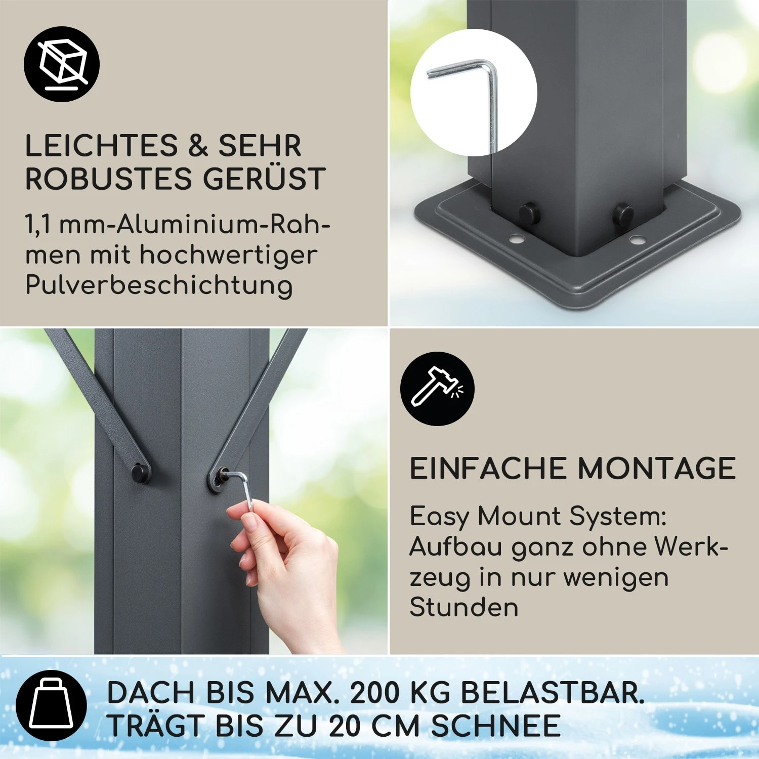 Pantheon Solid Sky Expand Pavillon 3x2,5x3 M Aluminium Polycarbonat - Image 3