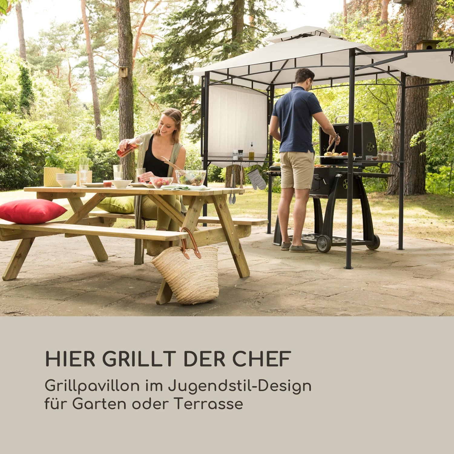 Steakhouse Wings Pavillon 244x260x152cm 160 G/m² PE Flammhemmend Stahl - Image 2