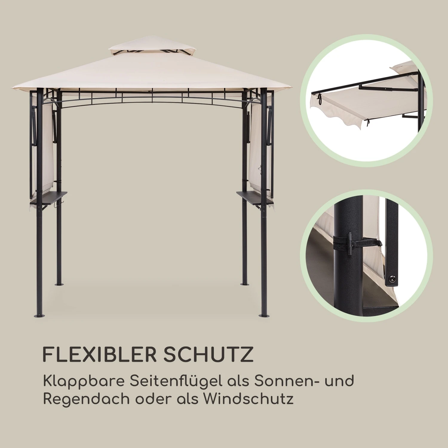 Steakhouse Wings Pavillon 244x260x152cm 160 G/m² PE Flammhemmend Stahl - Image 3