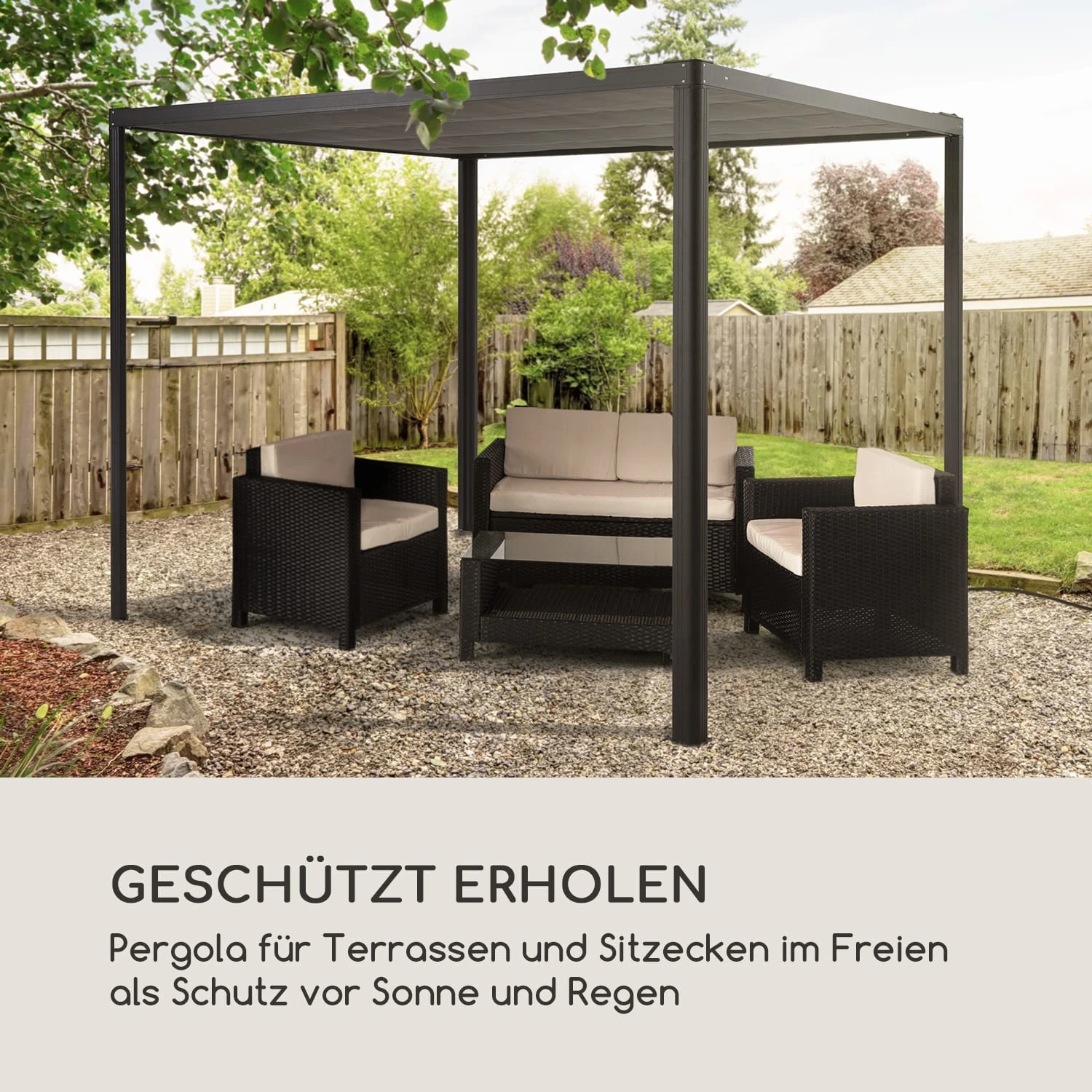 Pantheon RemoteShade Pavillon Motor-Dach 3x3m 280g/m² PE Aluminium - Image 2