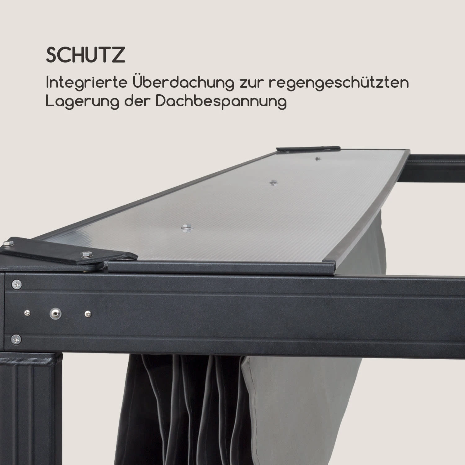 Pantheon RemoteShade Pavillon Motor-Dach 3x3m 280g/m² PE Aluminium - Image 7