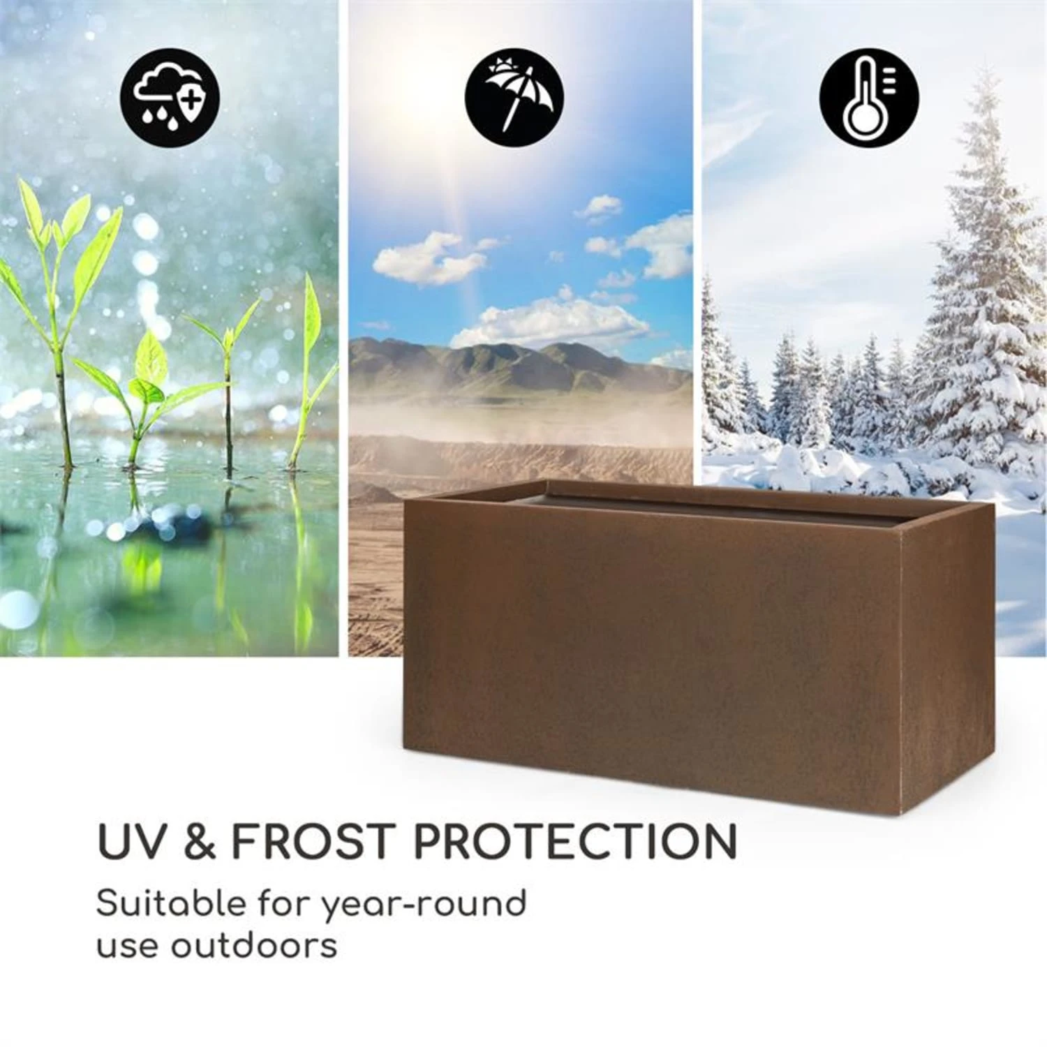 Solid Grow Rust Pflanzgefäß 80 X 38 X 38 Cm Fibreclay Rostfarben - Image 5