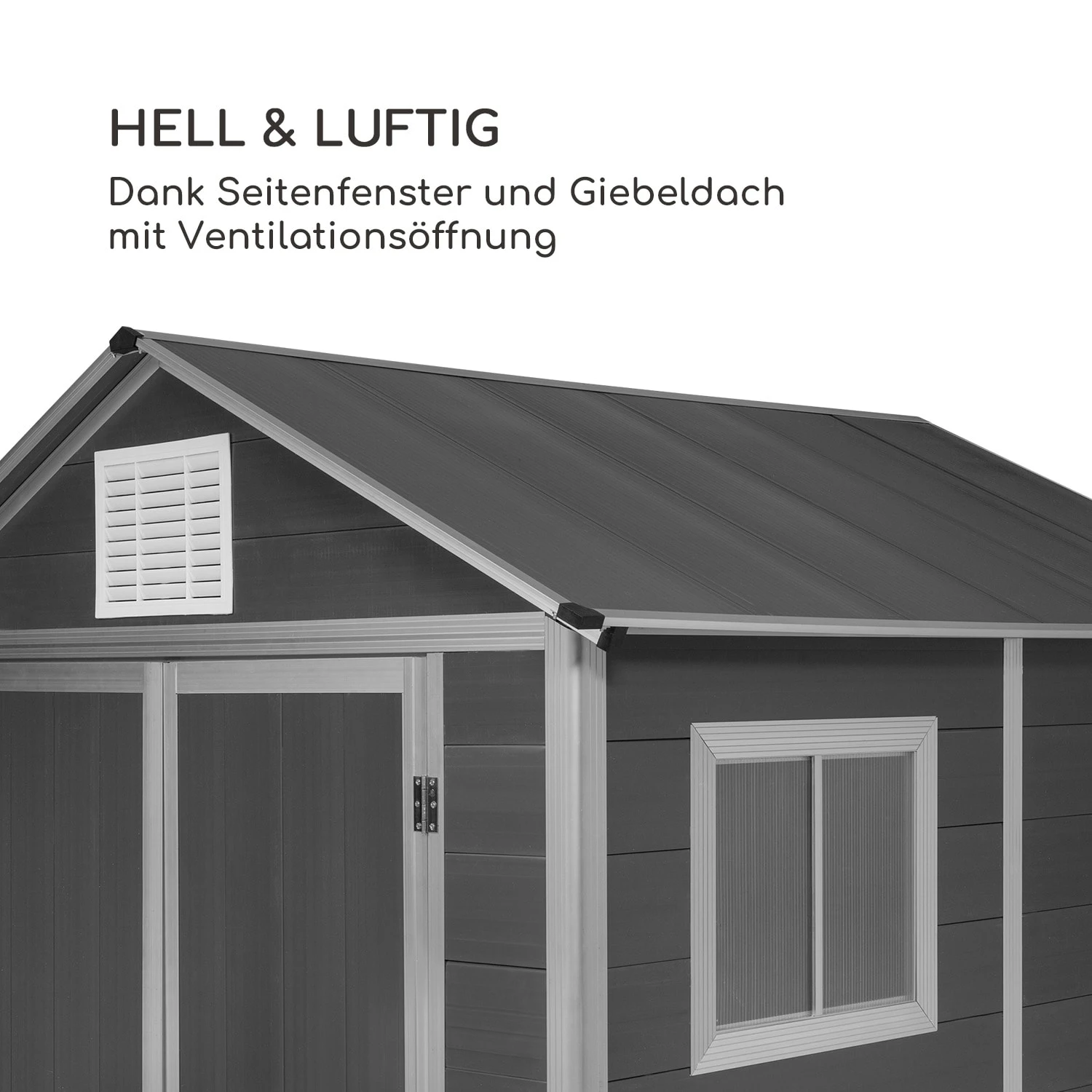 Schatzkammer Gartenschuppen UV-Schutz PVC Schloss Seitenfenster Grau - Image 4