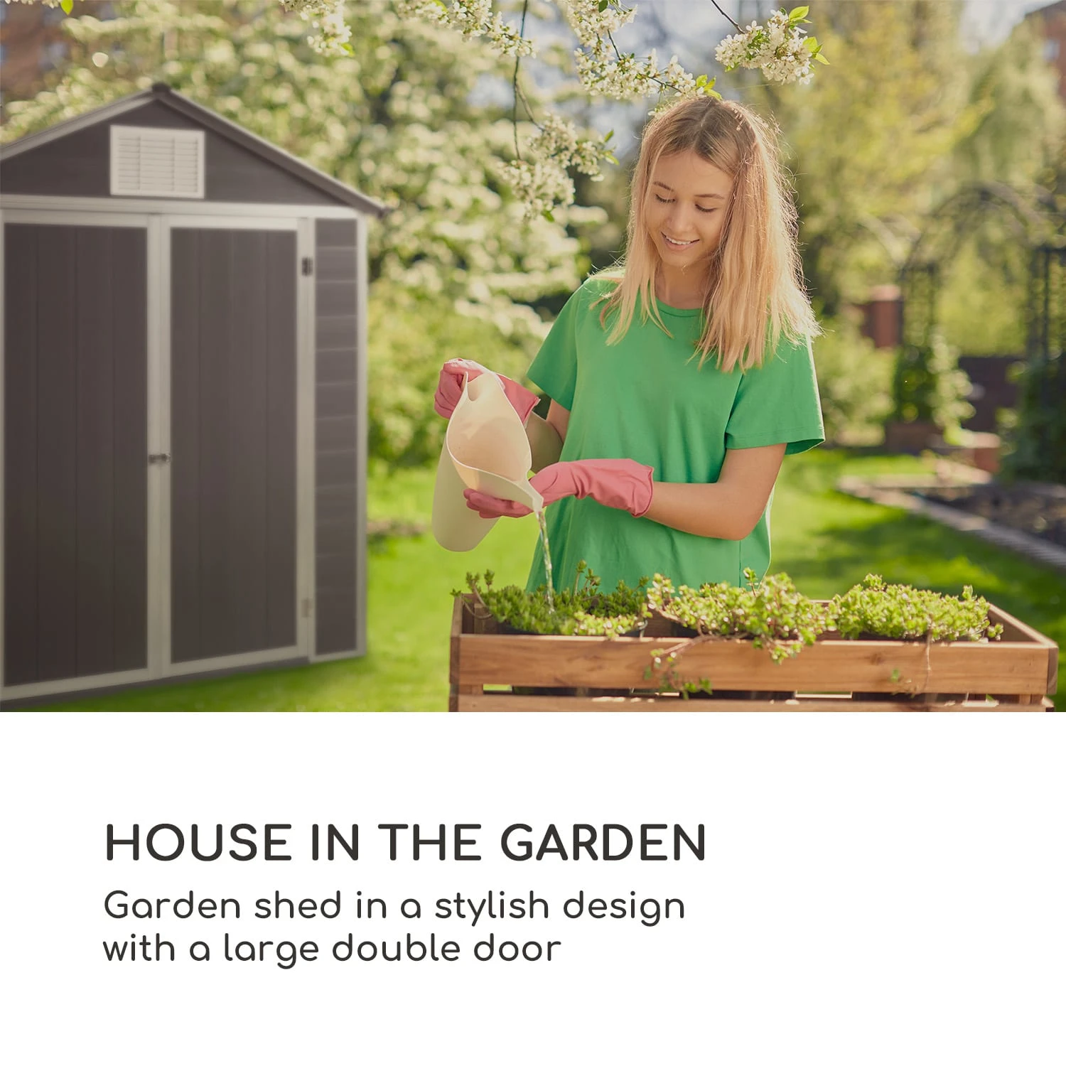 Schatzkammer Gartenschuppen UV-Schutz PVC Schloss Seitenfenster Grau - Image 2