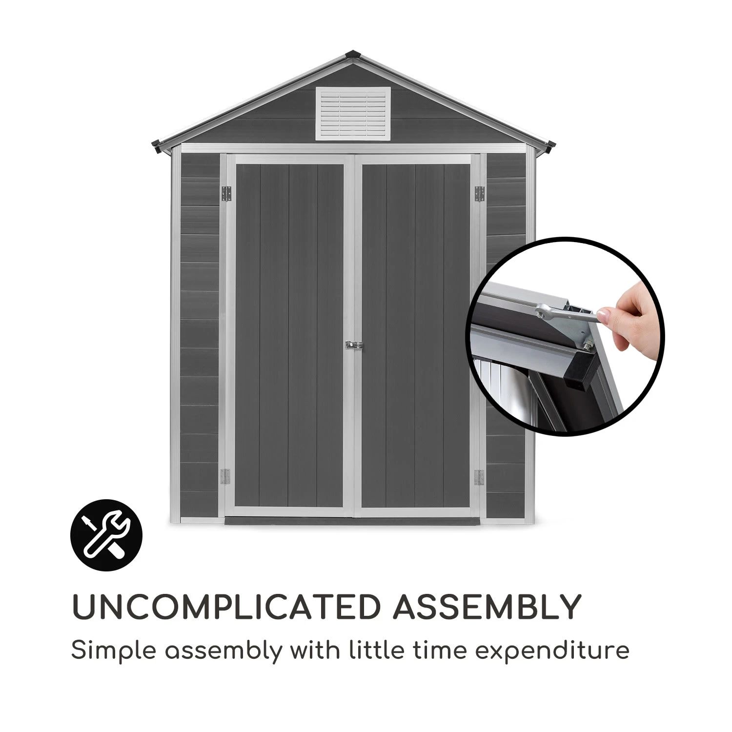 Schatzkammer Gartenschuppen UV-Schutz PVC Schloss Seitenfenster Grau - Image 8