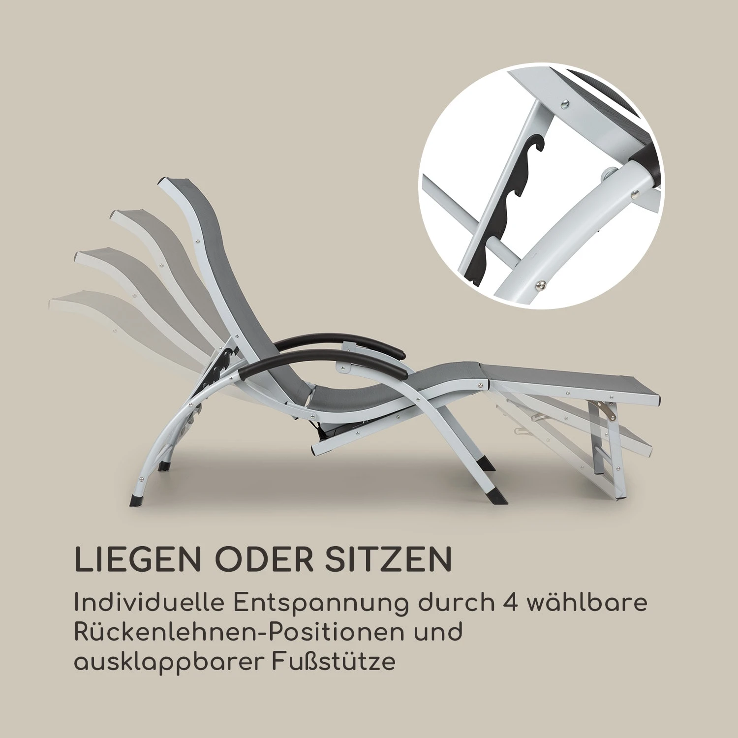 Sunnyvale Liegestuhl Mit Fußteil Aluminium 4-Stufen - Image 4