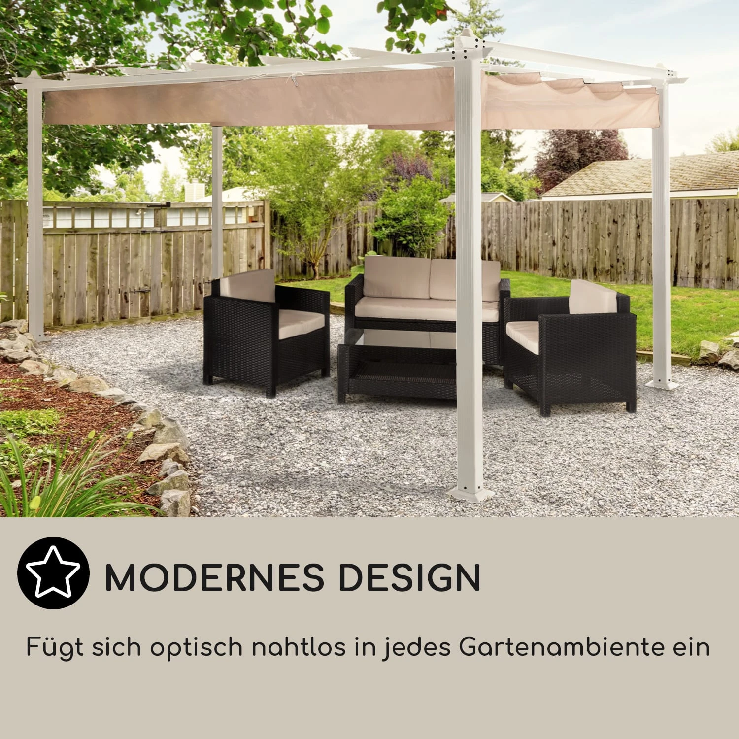 Pantheon Pergola Aluminiumkantrohr 3x4m 4 Eckpfosten Wasserabweisend - Image 6