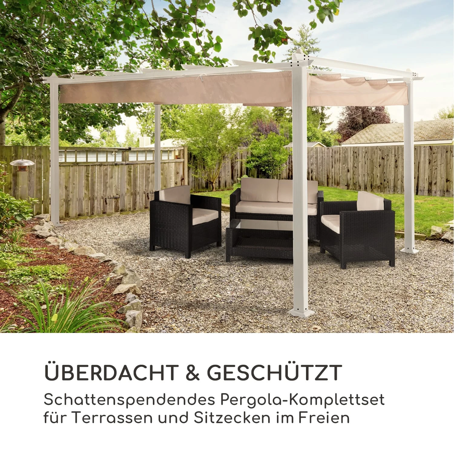 Pantheon Pergola Aluminiumkantrohr 3x4m 4 Eckpfosten Wasserabweisend - Image 2
